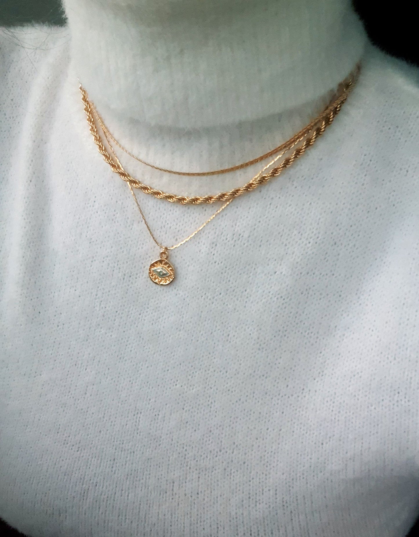 Evil Eye Pendant Gold Chain Necklace