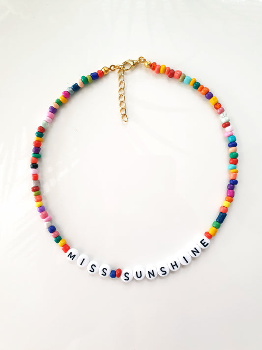 Personalised Seed Bead Multi Name Necklace