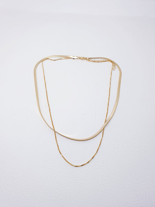 Sterling Silver Double Layer Snake Bone Chain Necklace