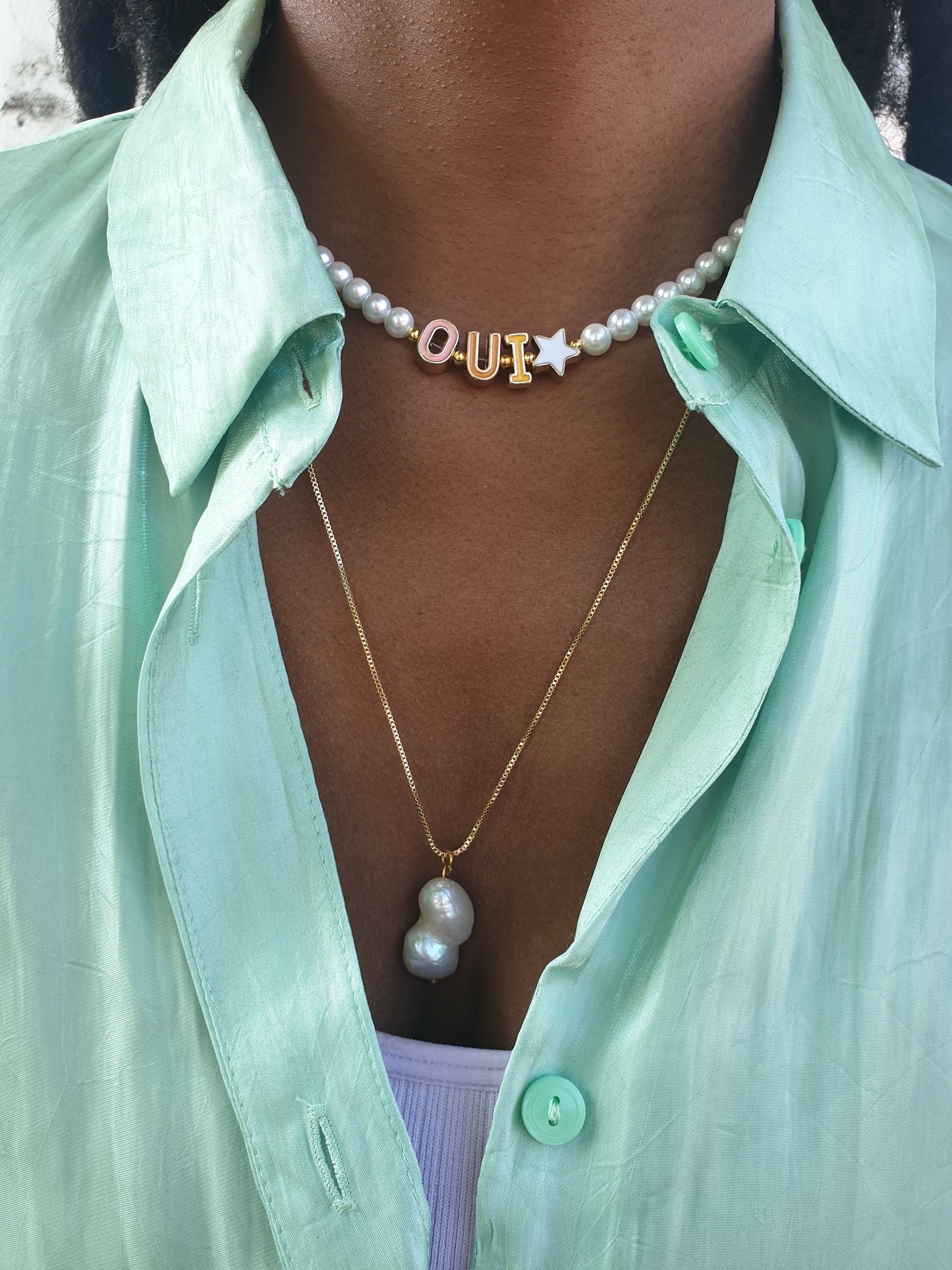 Pearl Drop Pendant Gold Chain Necklace