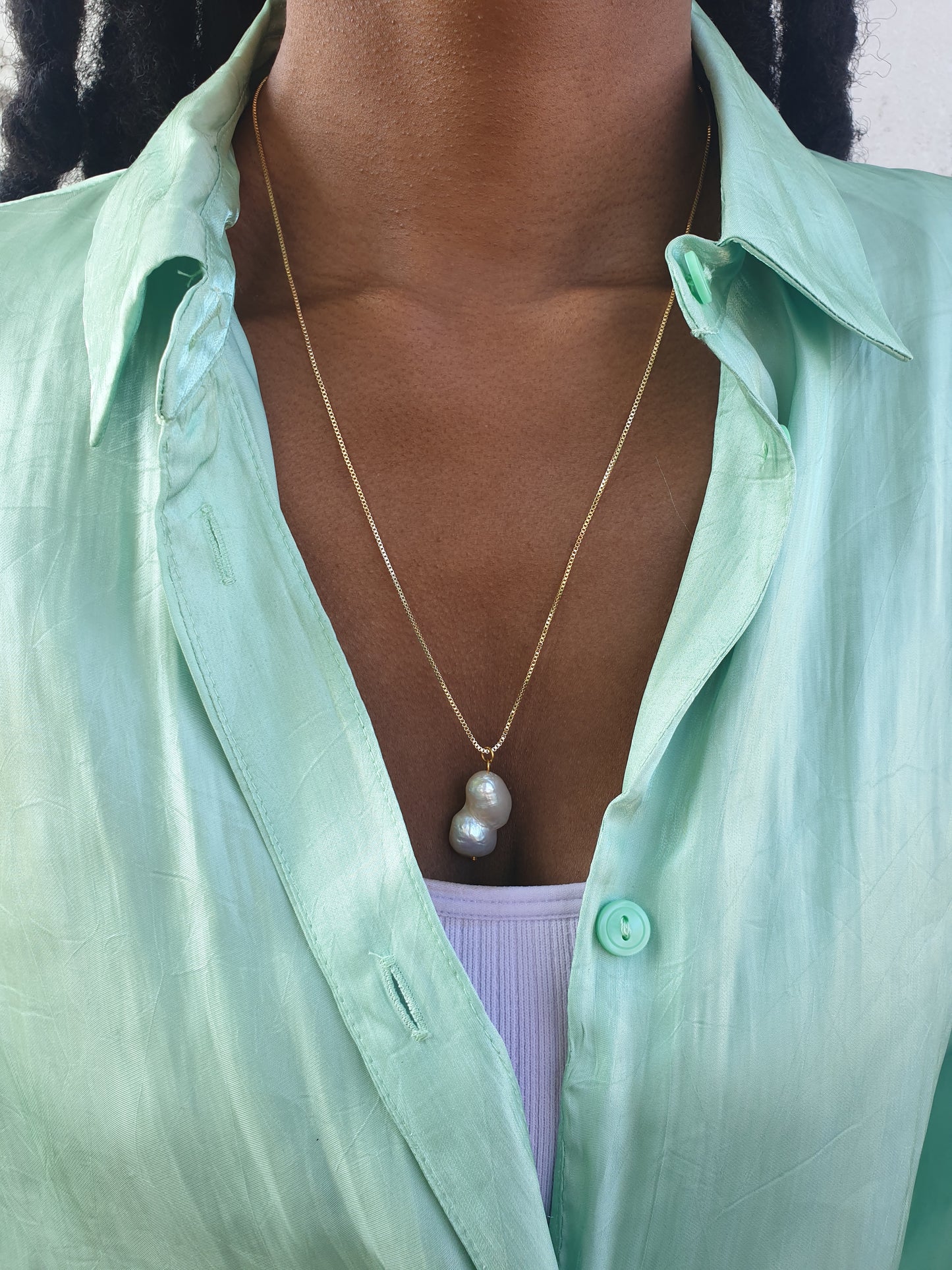 Pearl Drop Pendant Gold Chain Necklace