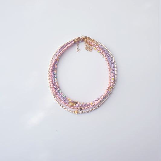 Beaded Necklace - Lilac, Blue, Pink, White, Multi Rainbow